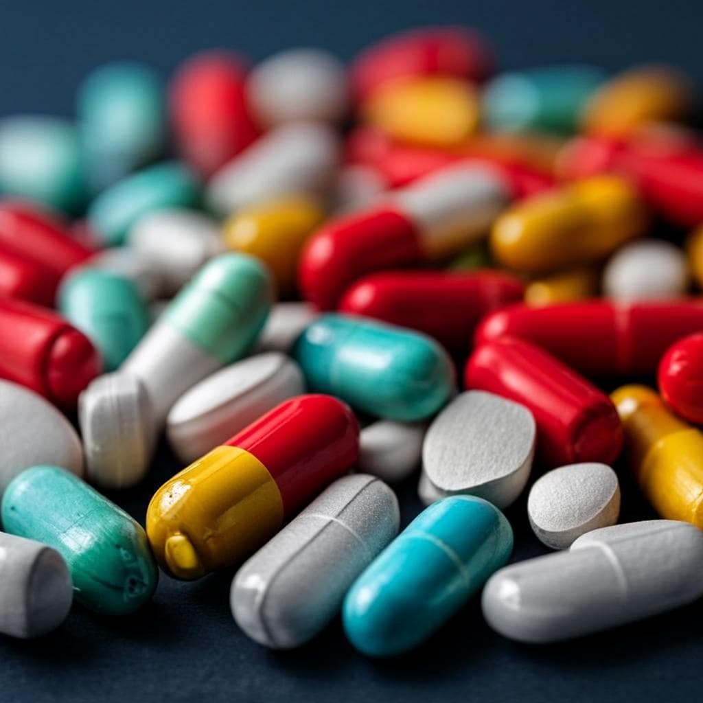 Pharmaceutical tablets close-up